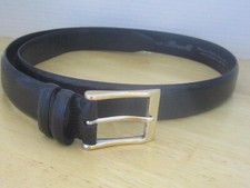 Luciano Bocelli Italian Hand Stained Finished Calf Belt Blk/Brass Buck Mens 40