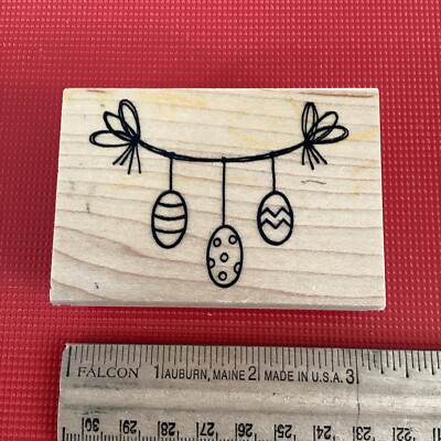 B9, Great Impressions Rubber Stamps, Three Hanging Easter Eggs