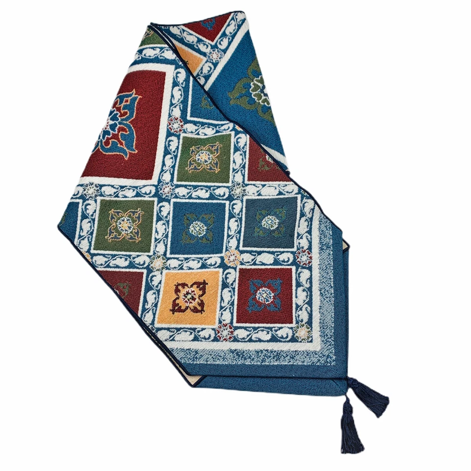 Dazzling Diamonds Geometric Shaped Diamond Squares 72" Tapestry Table Runner - Image 2 of 2