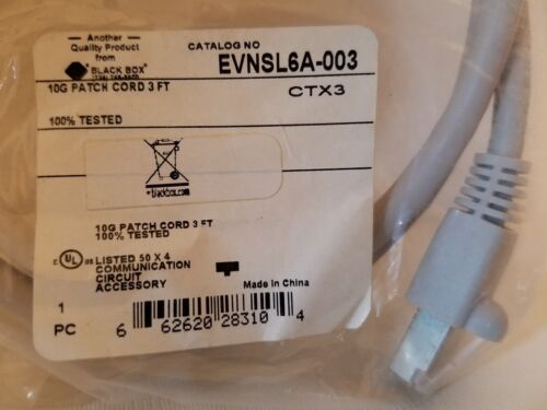EVNSL6A-003 Black Box 10GB Patch Cord 3 FT 10-Gigabit CAT6A UTP Cable - Picture 1 of 2