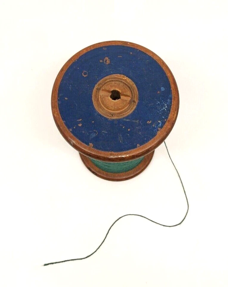 Antique wooden textile thread spool bobbin sew industrial - Image 3 of 4