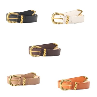 2000s Girls PU Thin Waist Belt for Jeans Dress Cowgirl Buckle Waistband