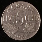 1928 Canada 5 Cents, King George V — photo 2