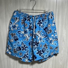 Men  s Blue tropical Print Swim Shorts Size Large