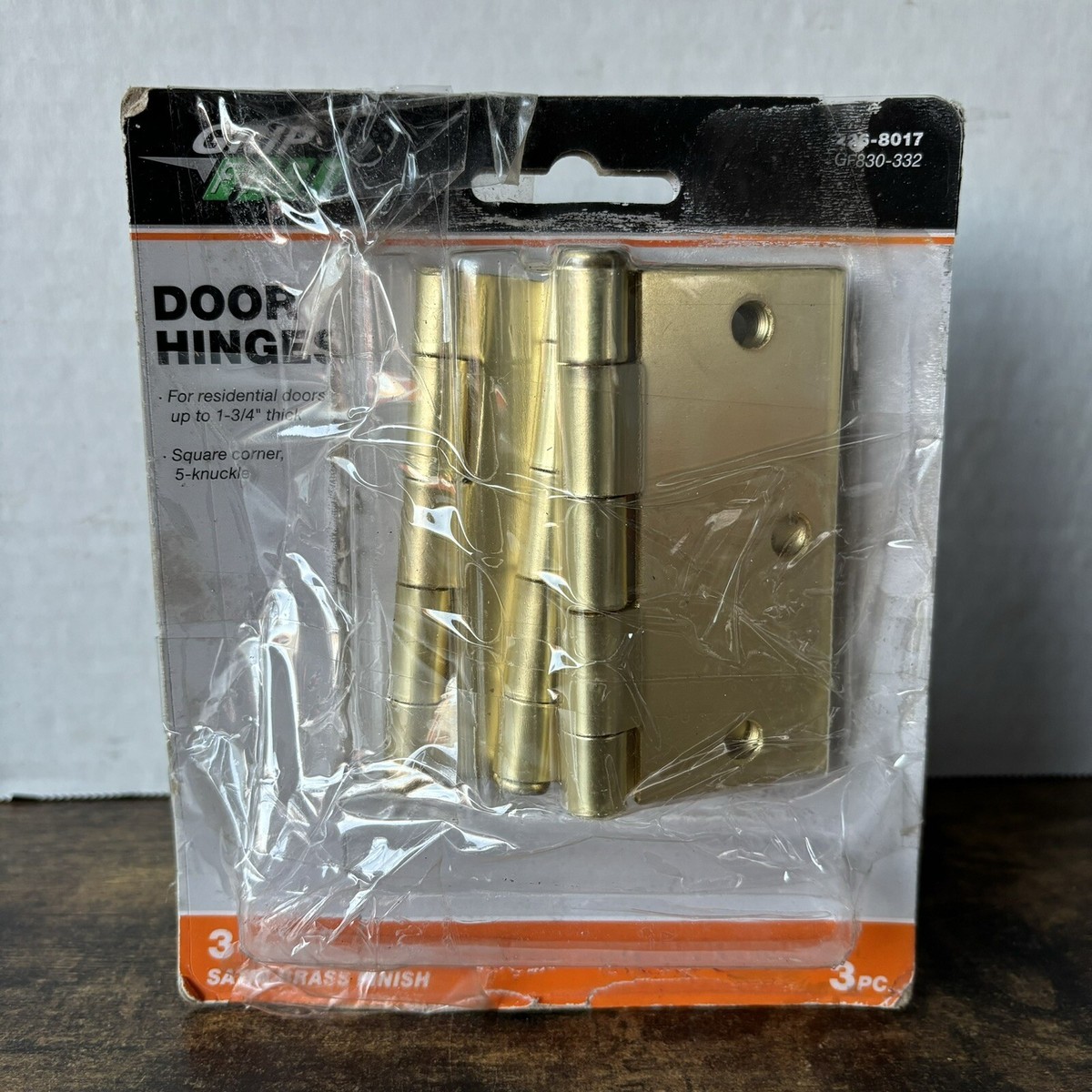 Grip Fast 3 1/2” Door Hinges Satin Brass Finish - 226-8017 GF830