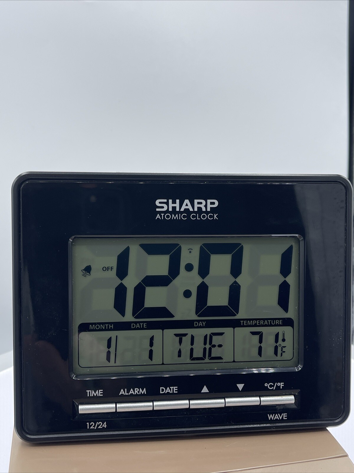 Sharp Atomic Desktop Clock SPC932 Atomic Accuracy Time Date Temperature Alarm-image