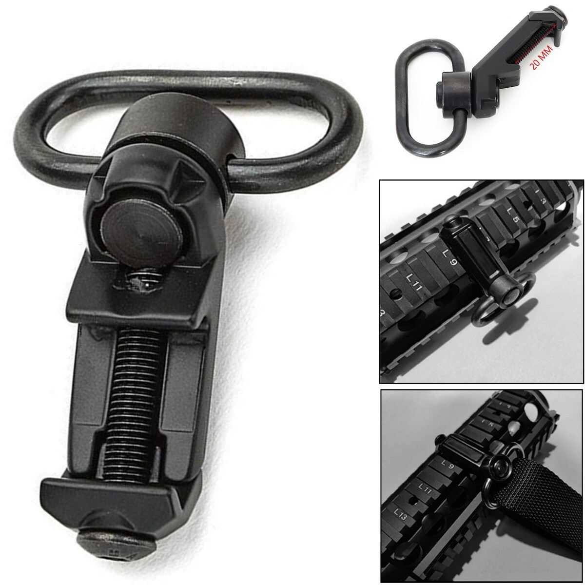 Quick Release Detach QD Sling Swivel Attachment with 20mm Picatinny