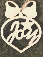 Ornament-Shaped Wood Ornament, with Religious word "Joy" and Star