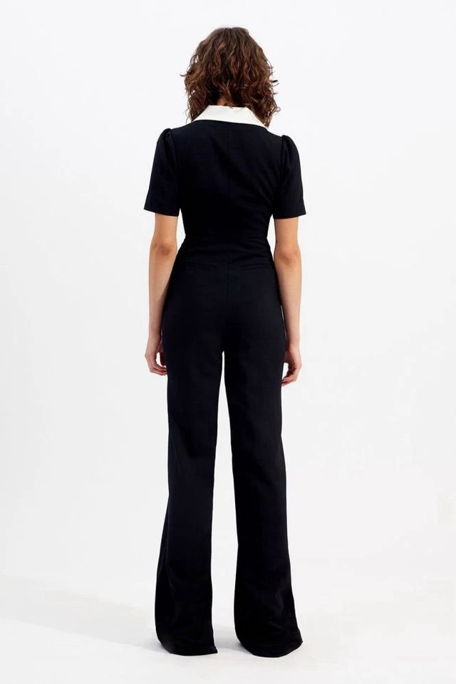 Mono Alice McCall Talla AU8/US 4 'Nuevo Romántica' Pierna Ancha Cuello Retro Foto 4 de 4