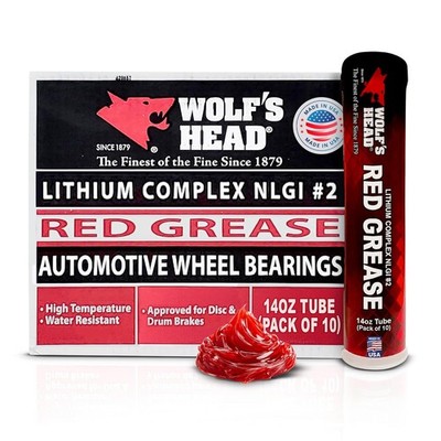 Red Grease NLGI #2 Premium Tacky High Temp Wheel Bearing Grease 14oz 10 Pack