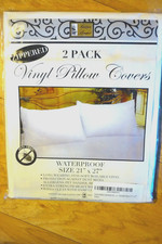 2 Pack Zippered Vinyl Pillow Covers Waterproof 21x27"