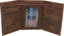 CAZORO Men's RFID Protected Slim Trifold Wallet Premium Vintage Leather...