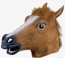 Funny Brown Horse Head Mask Latex Animal Mask Halloween Cosplay Costume Prop