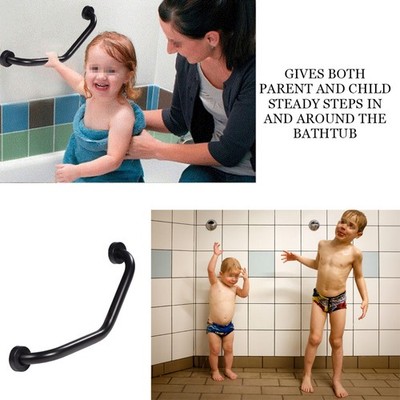Stainless Steel Curved Shower Tub Safety Grab Bar Towel Rack Wall Mounted Ba SET