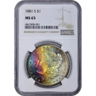 1881s NGC MS65  - BEAUTIFUL -  Rainbow Toning Morgan Silver Dollar JJ