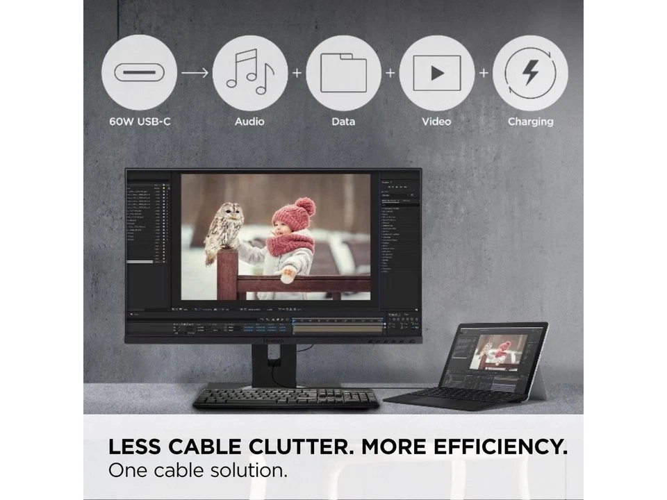 ViewSonic VG245 24 Inch IPS 1080p Monitor Designed for Surface with advanced - Image 3 of 4