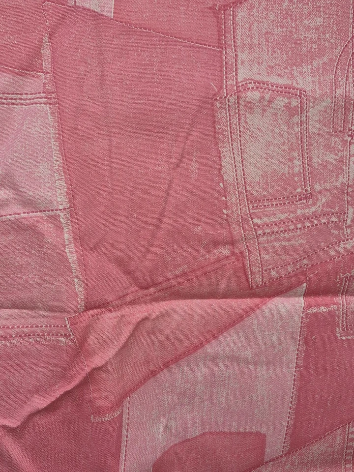 Vintage Pink Denim Patchwork Cotton Fabric Sample 44" x 54" - Image 3 of 4