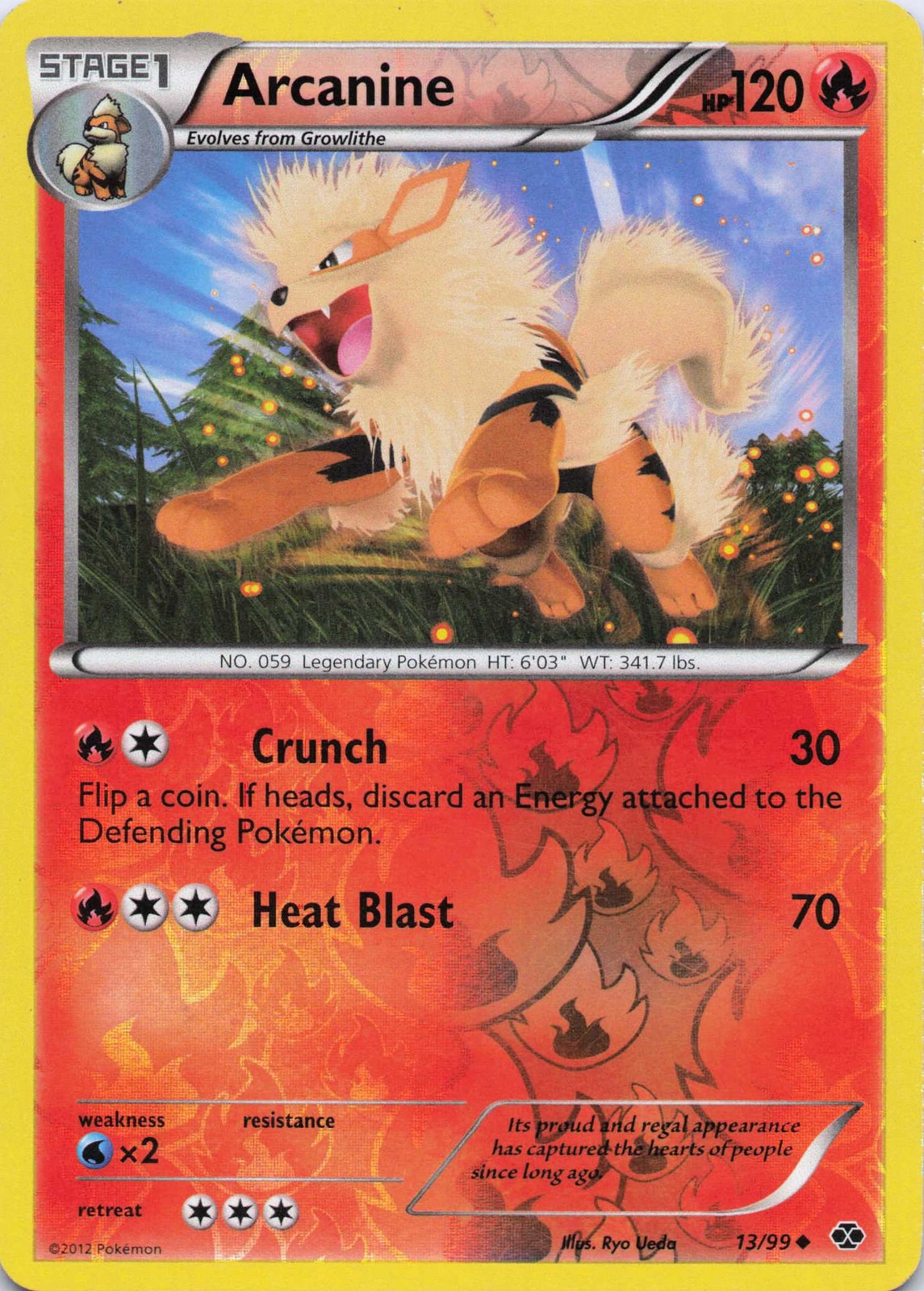 Arcanine (13) Uncommon Reverse Holo Next Destinies 13/99 NM