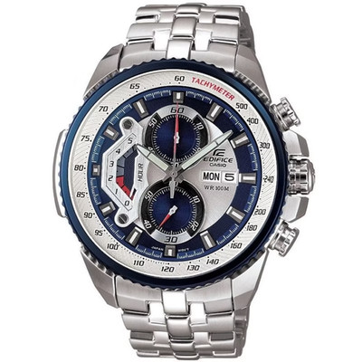 Casio Edifice Men's Silver Metal Wristwatch EF-558D-2AV Blue color and silver