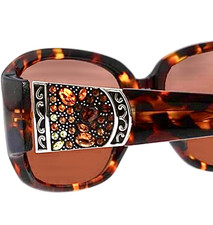BRIGHTON CRYSTAL VOYAGE TOPAZ GOLDEN HUES SWAROVSKI CRYS TORTOISE SUNGLASSES  VTG