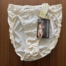 VTG Maidenform Hi-Leg Brief Panties Nylon Satin Lace Stretch Sz Medium Made USA