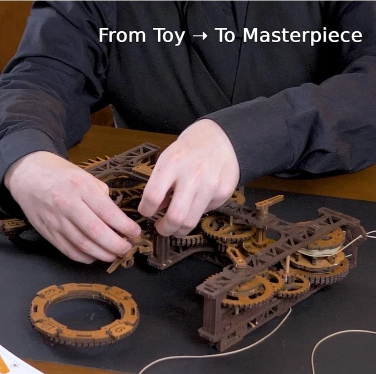 WOODEN.CITY Steampunk Gearworks - Orologio puzzle 3D in legno, kit fai da te,... - Immagine 2 di 4