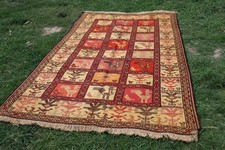 4 X 6 ft Stunning Vintage Roaster Pictorial Silk Turkish Full Sumac Kilim Rug