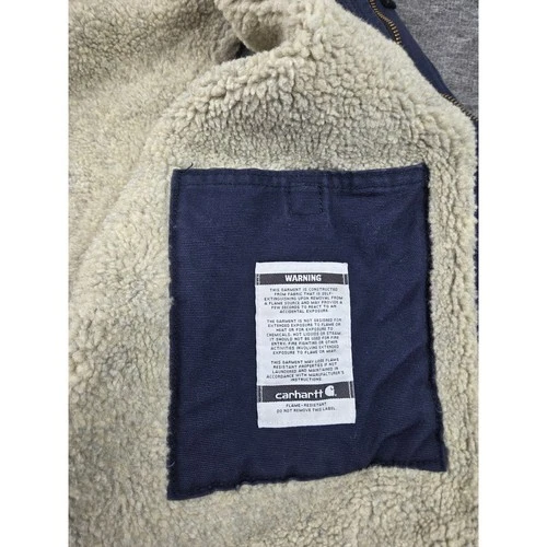 Carhartt Vest Mens XL Navy Blue FR Flame Resistant Sherpa Lined Duck CAT 4 image 12