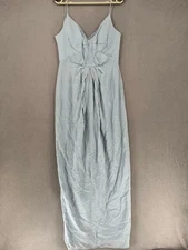 Zimmermann Dress Womens 2  Blue NWT Silk Gathered Sleeveless Folded Spaghetti