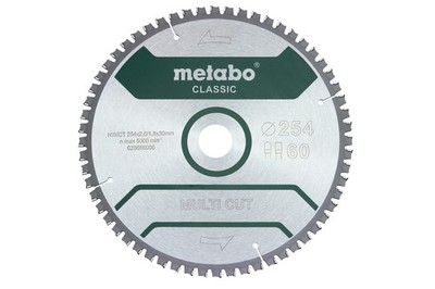 Metabo Sägeblatt ''multi cut - classic'', 254x2,6/1,8x30 Z60 FZ/TZ 5°neg (62828500
