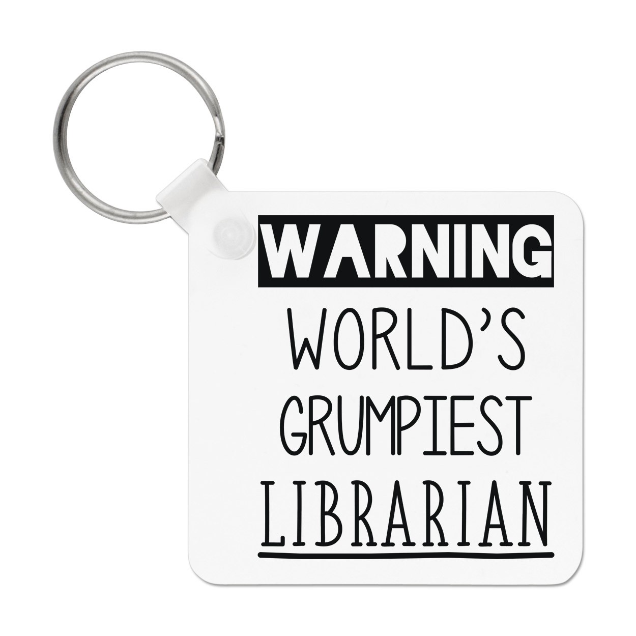 Warning World's Grumpiest Librarian Keyring Key Chain Awesome Best Library