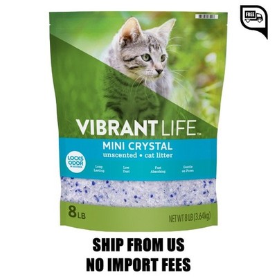 (4 pack) Vibrant Life Mini Crystal Cat Litter, Unscented, 8 lb Bag, 1 Count
