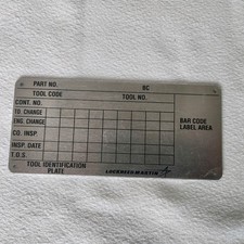 Vintage Lockheed Martin Tool Identification Plate Blank 5.5 Vintage Lockheed Martin Tool Identification Plate Blank 5.5