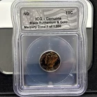 1944 Mercury Dime Black Ruthenium Gold Enhanced Silver 10c Coin ICG Uncirculated