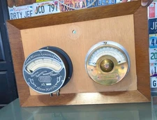  Vintage Weston Electrical Co. Ammeter Newark NJ & Norton Voltmeter Mounted 