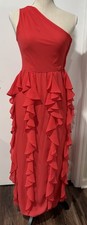 vintage y2k salmon ruffled one shoulder maxi dress size 4