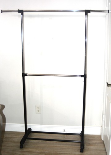 Double Rod Collapsible Clothing Garment Rack 2 Units Pre-Owned