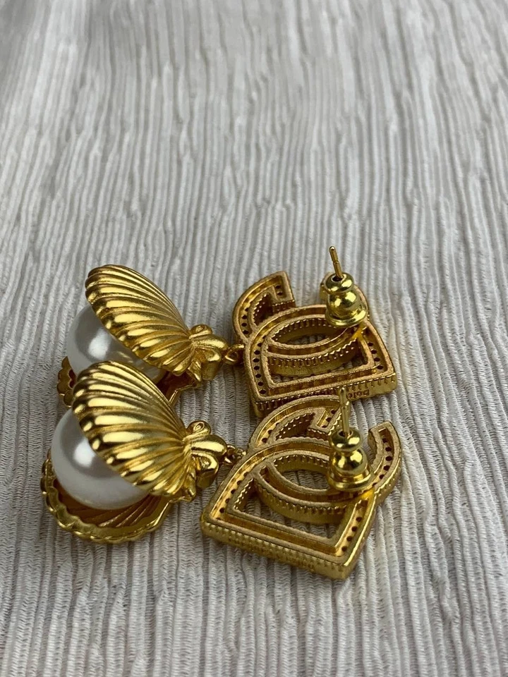 Dolce Gabbana Gold DG Dangle Drop Earrings - Image 4 of 4