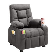 VEVOR Kids Reclining Chair Toddler Recliner with Cup Holders & Pockets (Grey)