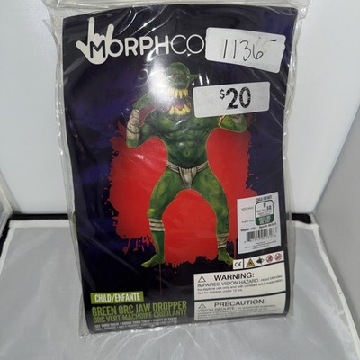 Morph Orc GREEN Jaw Dropper 2nd Skin Alien Suit Halloween Costume Child M 8-10