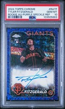 2024 Topps Chrome #RATF Tyler Fitzgerald RC Purple Speckle Auto /299 PSA 10