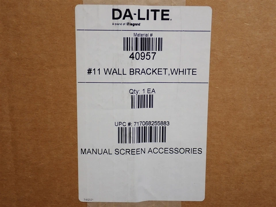 NEW DA-LITE 40957 #11 Wall Mount Brackets Extends 14", Pair, White (D13) - Image 2 of 2