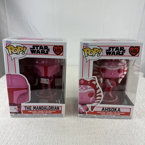 Set Of 2 - Funko Pop! Star Wars - The Mandalorian #495 Ahsoka #496 Pink Edition