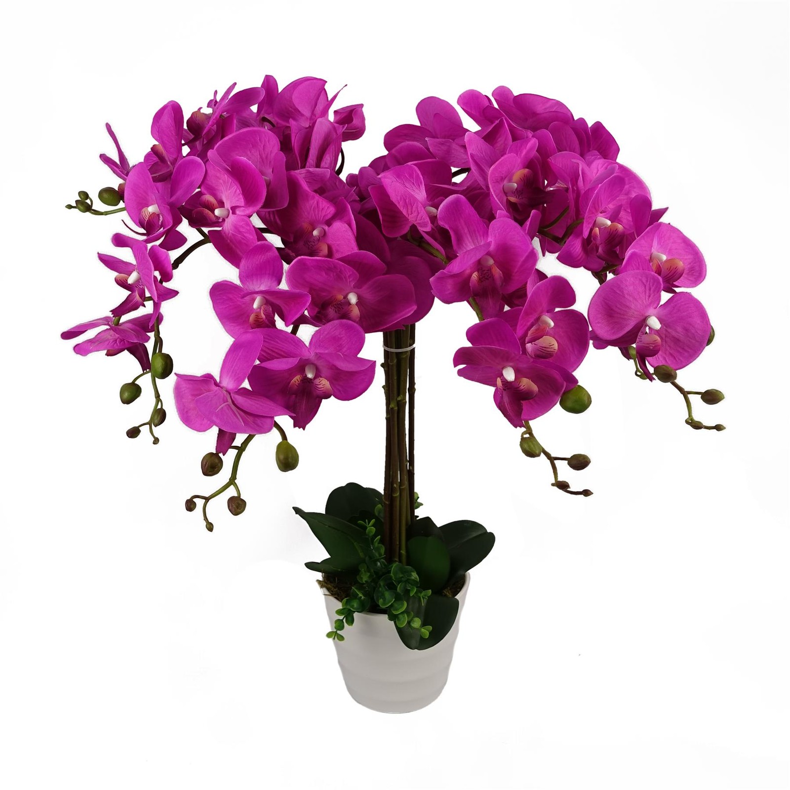 Artificial Deluxe Bush Orchid 85cm Dark Pink Realistic Faux Indoor Home Office