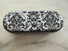 Brighton Black White Damask Tin Metal Hinged Eye/Sunglasses Case 6.5" X2.5"