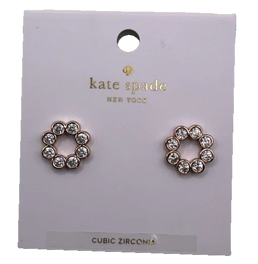 Aretes Kate Spade círculo completo enchapados en oro rosa transparente O0RU2366 tachuelas regalo Foto 3 de 4