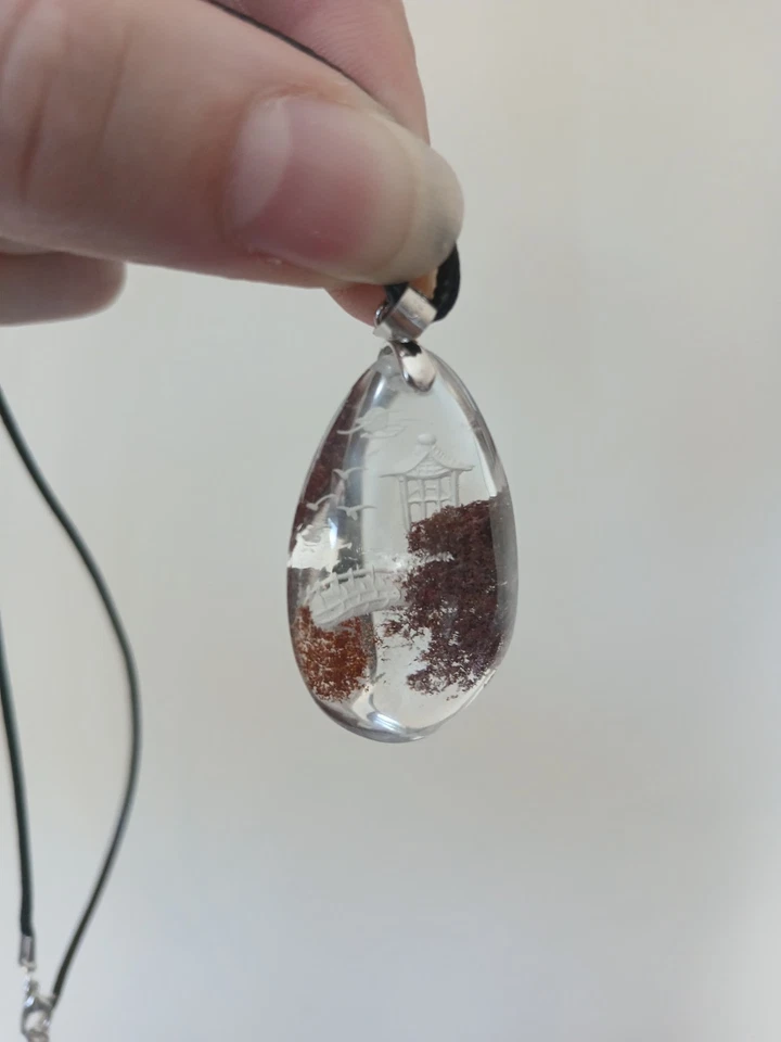 Garden Quartz Pendant With Carving - Image 1 of 4