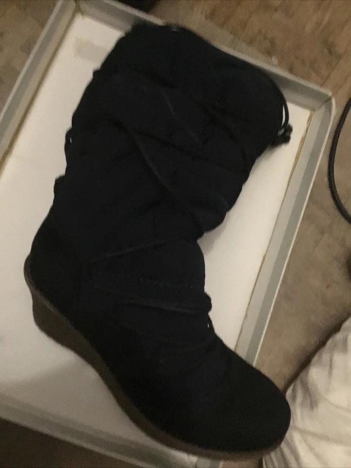 Botte Doublee En Velour à Talon Compensée En Polycoton Et Daim GRACELAND - Photo 4/4