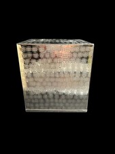 Vintage Sturdy Stamped Chrome Metal Tissue Holder Square Cube MCM 5.75"