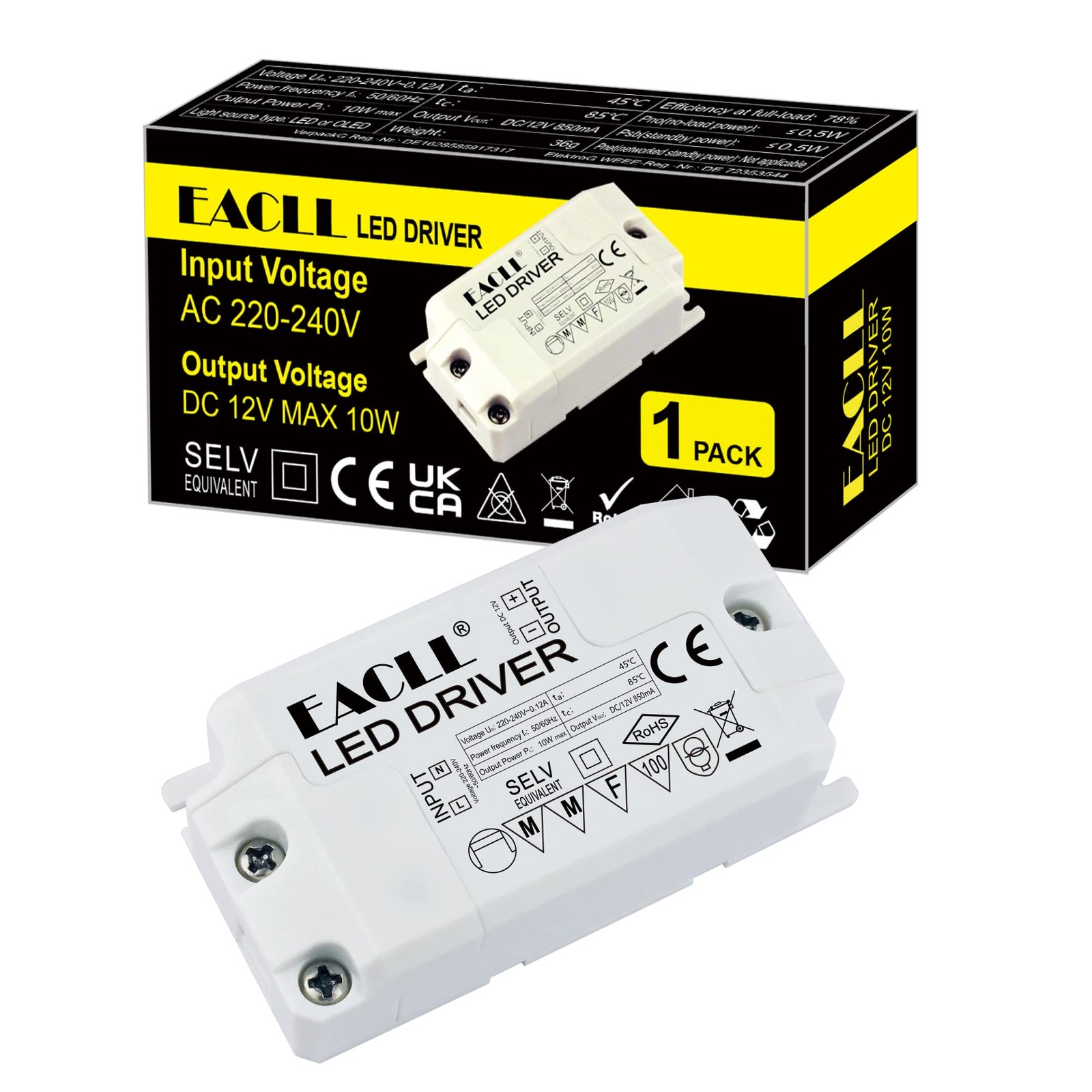 Convertisseur LED 12V 10W haute efficacité avec courant constant de 850mA